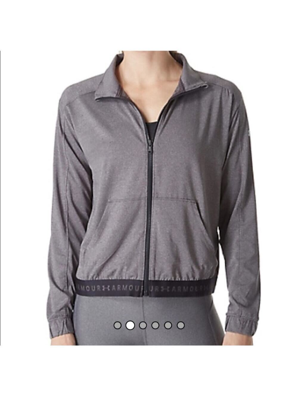 Under Armour Women's Athletic Light Weight Solid Gray Full Zip Heatgear Size L